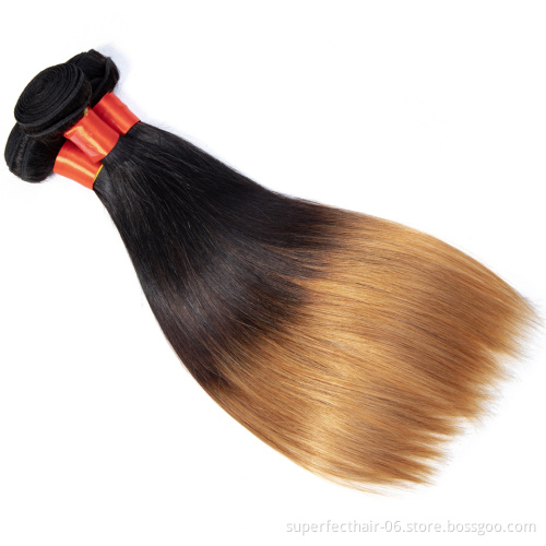 Henan Factory Virgin Hair Bundles 3 Tone Color 1B 4 27 Ombre Color 3bundles with remy hair 4*4 remy closure 4*13 Frontal